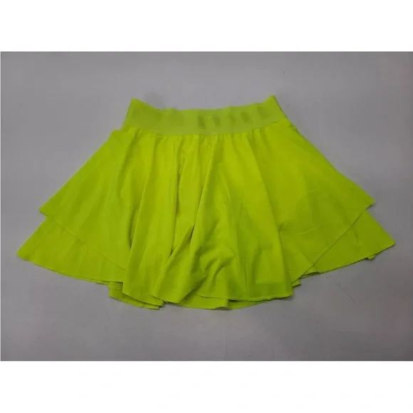 Lululemon Court Rival Perforated High Rise Skirt Long Highlighter Yellow… - Picture 2 of 10